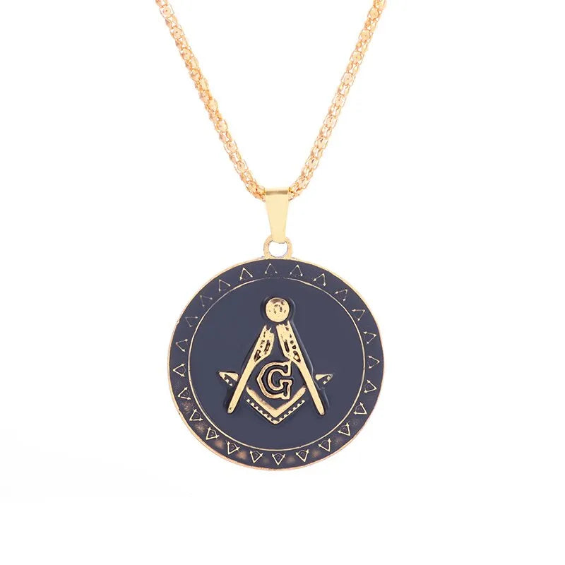 Master Mason Blue Lodge Necklace - Black Background - Bricks Masons
