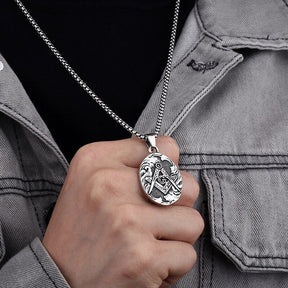 Master Mason Blue Lodge Necklace - Stainless Steel - Bricks Masons