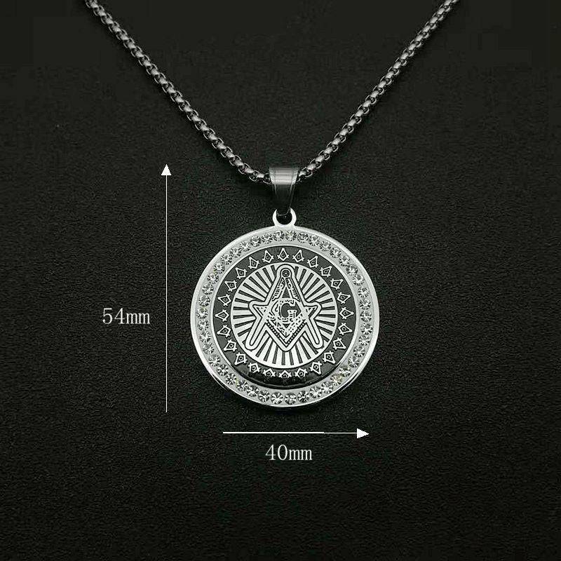 Master Mason Blue Lodge Necklace - Zirconia Stainless Steel Gold & Silver - Bricks Masons