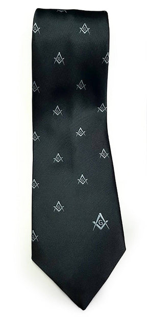 Master Mason Blue Lodge Necktie - Green with Square & Compass G - Bricks Masons
