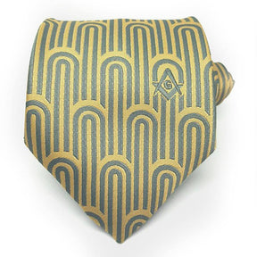 Master Mason Blue Lodge Necktie - Grey & Gold - Bricks Masons
