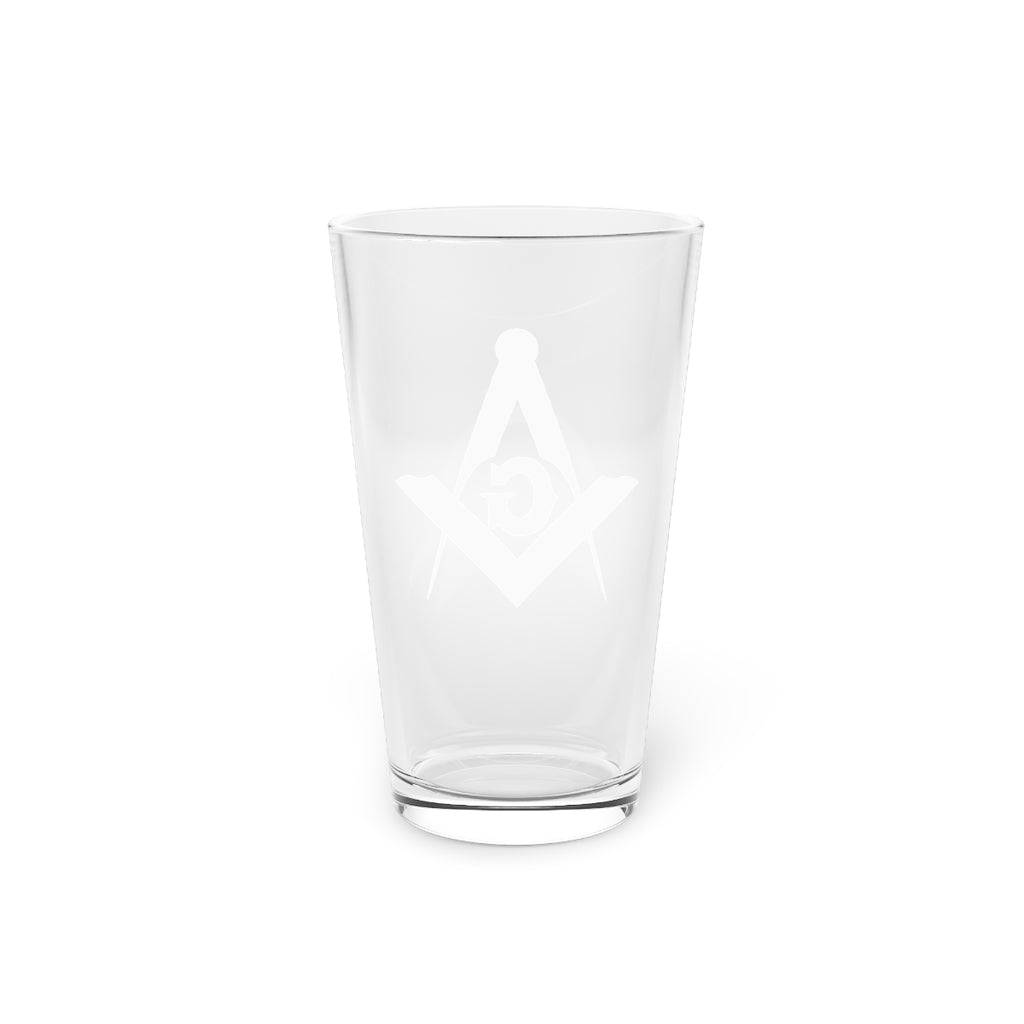 Master Mason Blue Lodge Pint Glass -16oz Black Square & Compass G - Bricks Masons