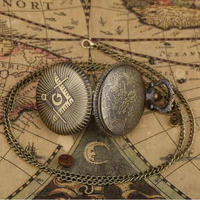 Master Mason Blue Lodge Pocket Watch - Compass and Square - Bricks Masons