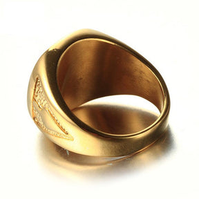Master Mason Blue Lodge Ring - All Gold Stainless Steel - Bricks Masons