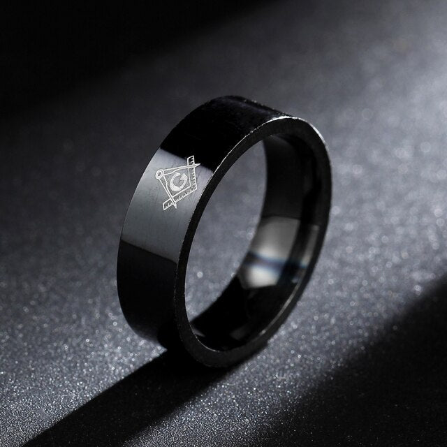 Master Mason Blue Lodge Ring - Square Compass G (Silver/Gold/Black) - Bricks Masons