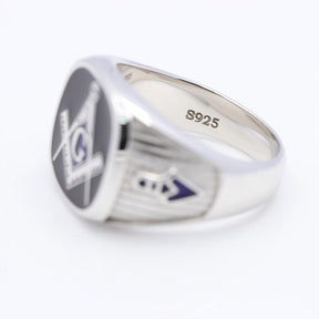 Master Mason Blue Lodge Ring - Sterling Silver - Bricks Masons