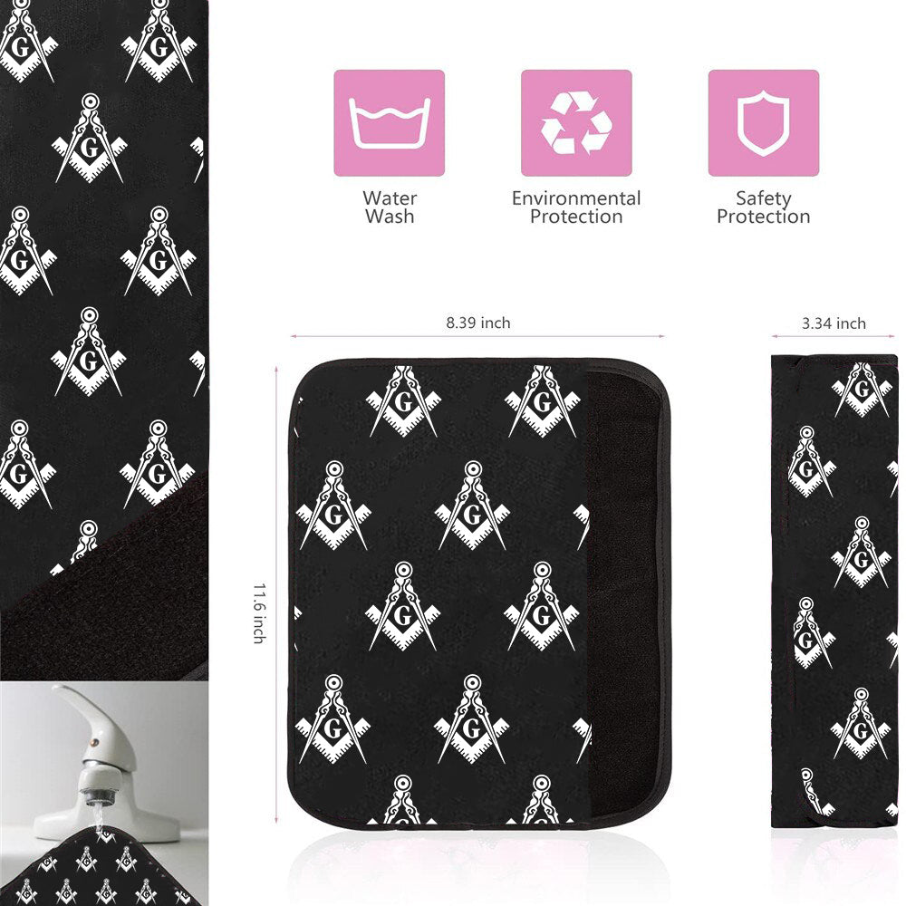 Master Mason Blue Lodge Seatbelt Cover - White & Gold - Bricks Masons