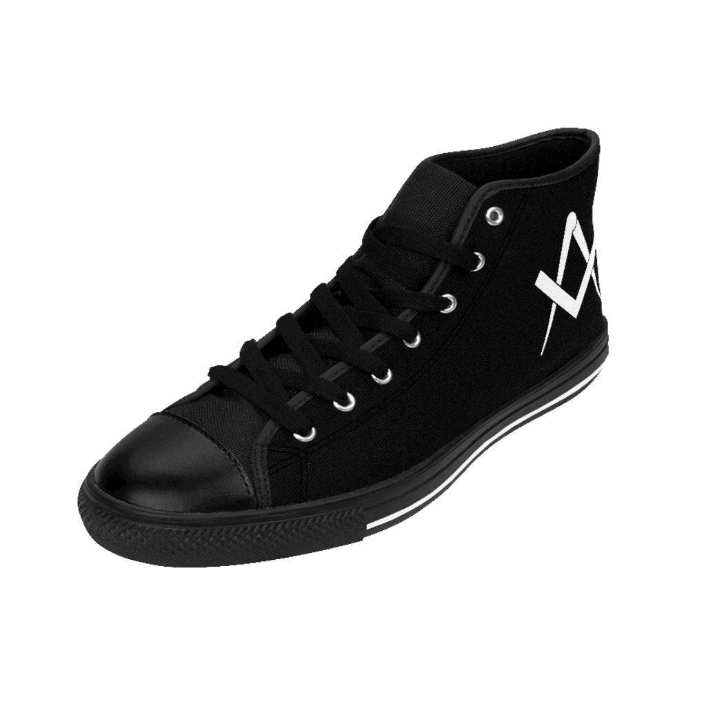 Master Mason Blue Lodge Sneaker - High-Top Black Square & Compass - Bricks Masons