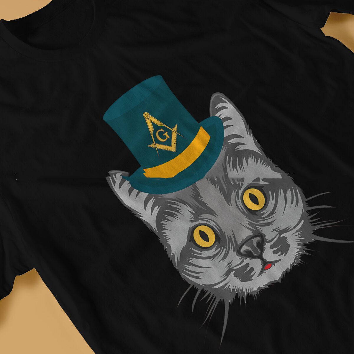 Master Mason Blue Lodge T-Shirt - Polyester Cat Design - Bricks Masons