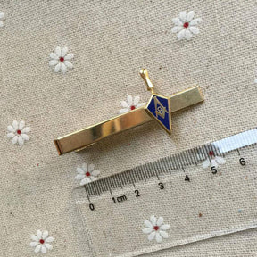 Master Mason Blue Lodge Tie Clip - Blue & Gold Trowel - Bricks Masons