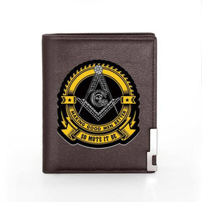 Master Mason Blue Lodge Wallet - Compass & Square with G with  Credit Card Holder (black, brown) - Bricks Masons