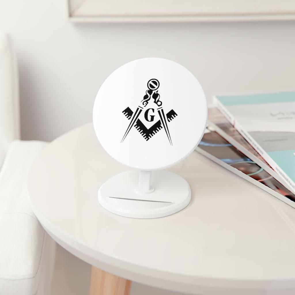 Master Mason Blue Lodge Wireless Charger - White with Square & Compass G - Bricks Masons