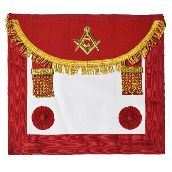 Master Mason Craft Scottish Regulation Apron - Red Moire - Bricks Masons