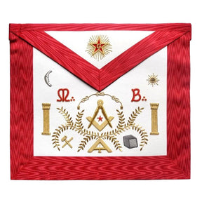 Master Mason Scottish Rite Apron - Red Moire Stone Acacia - Bricks Masons