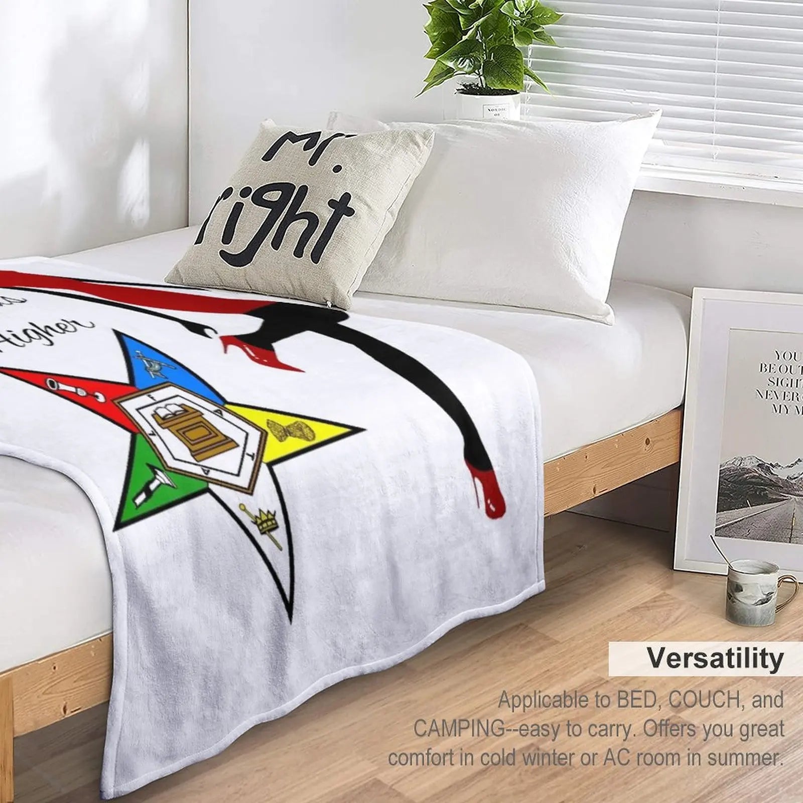 OES Blanket - White Soft Plaid Anti-Pilling - Bricks Masons