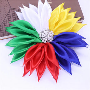OES Brooch - Colorful Satin Fabric Ribbon Corsage - Bricks Masons