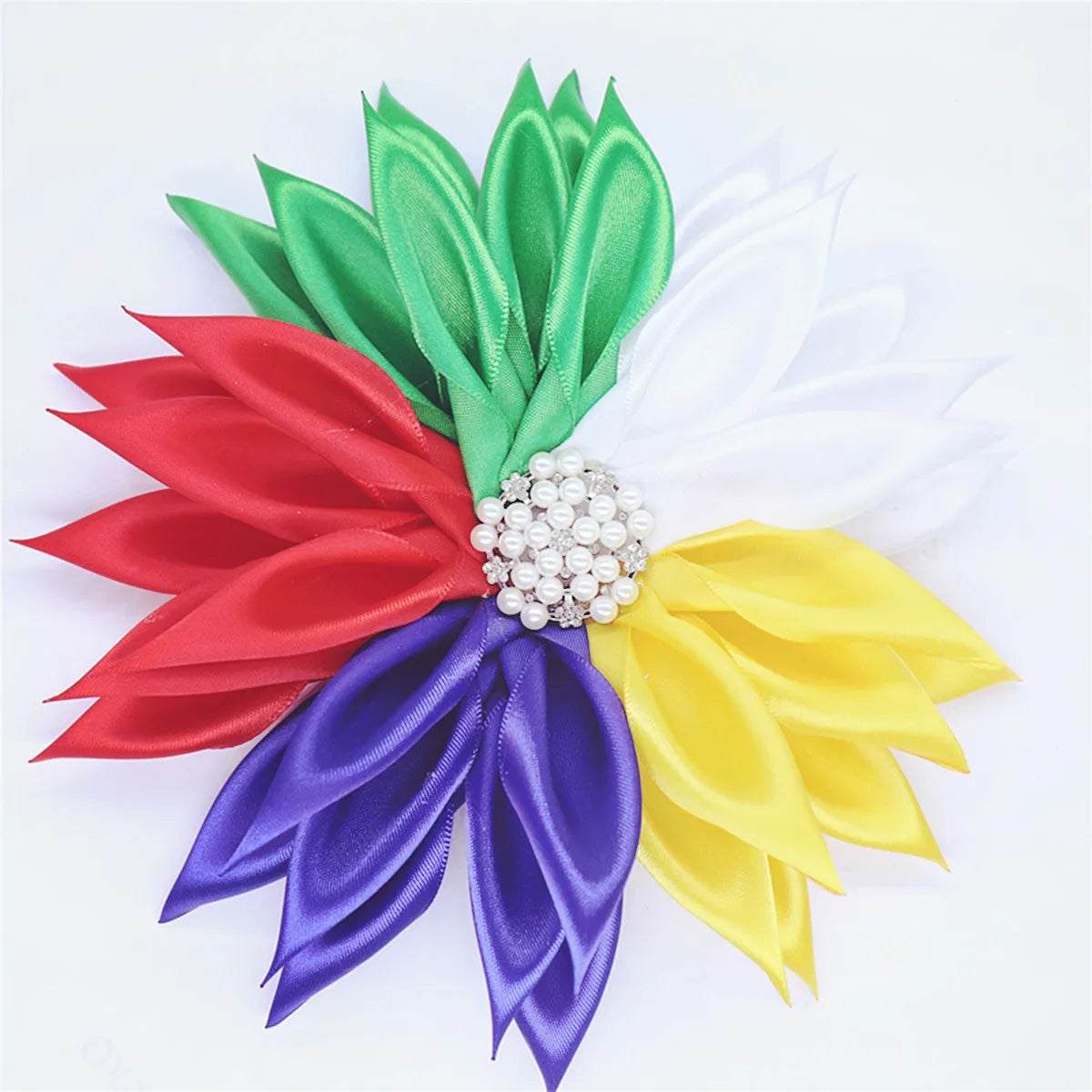 OES Brooch - Colorful Satin Fabric Ribbon Corsage - Bricks Masons