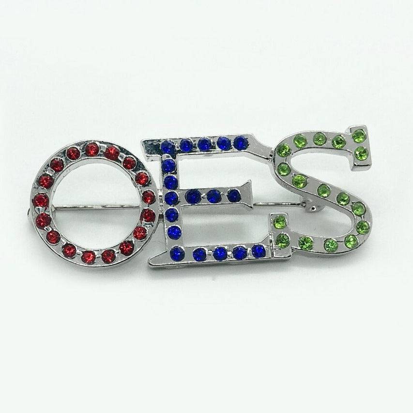 OES Brooch - Rhinestone - Bricks Masons
