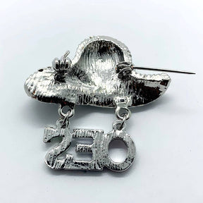 OES Brooch - White & Silver Metal - Bricks Masons
