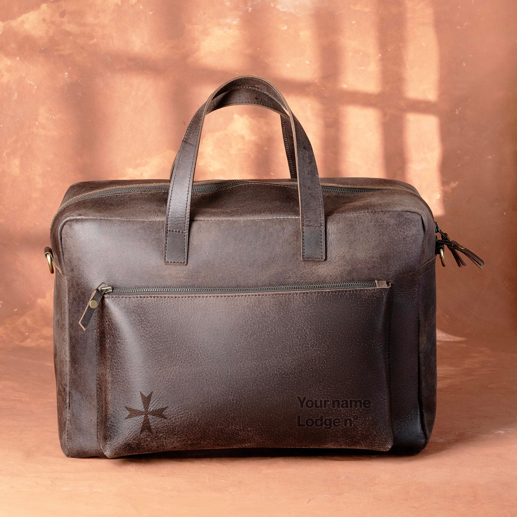Order Of Malta Briefcase - Dark Brown Cow Leather - Bricks Masons