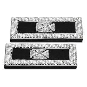 Past Grand Commander Knights Templar Frock Coat Shoulder Board - Silver Bullion Embroidery - Bricks Masons