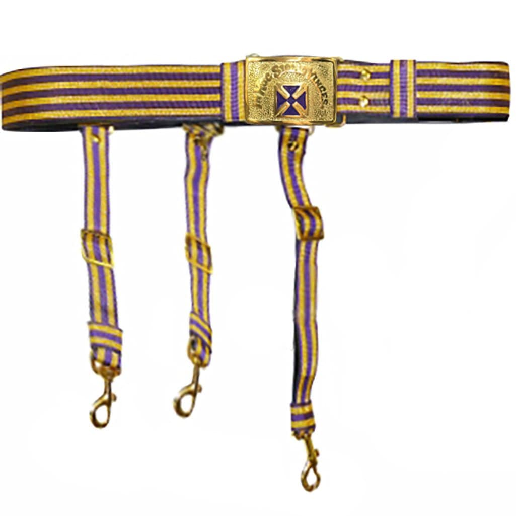 Past Grand Commander Knights Templar Regalia Belt - Purple & Gold - Bricks Masons