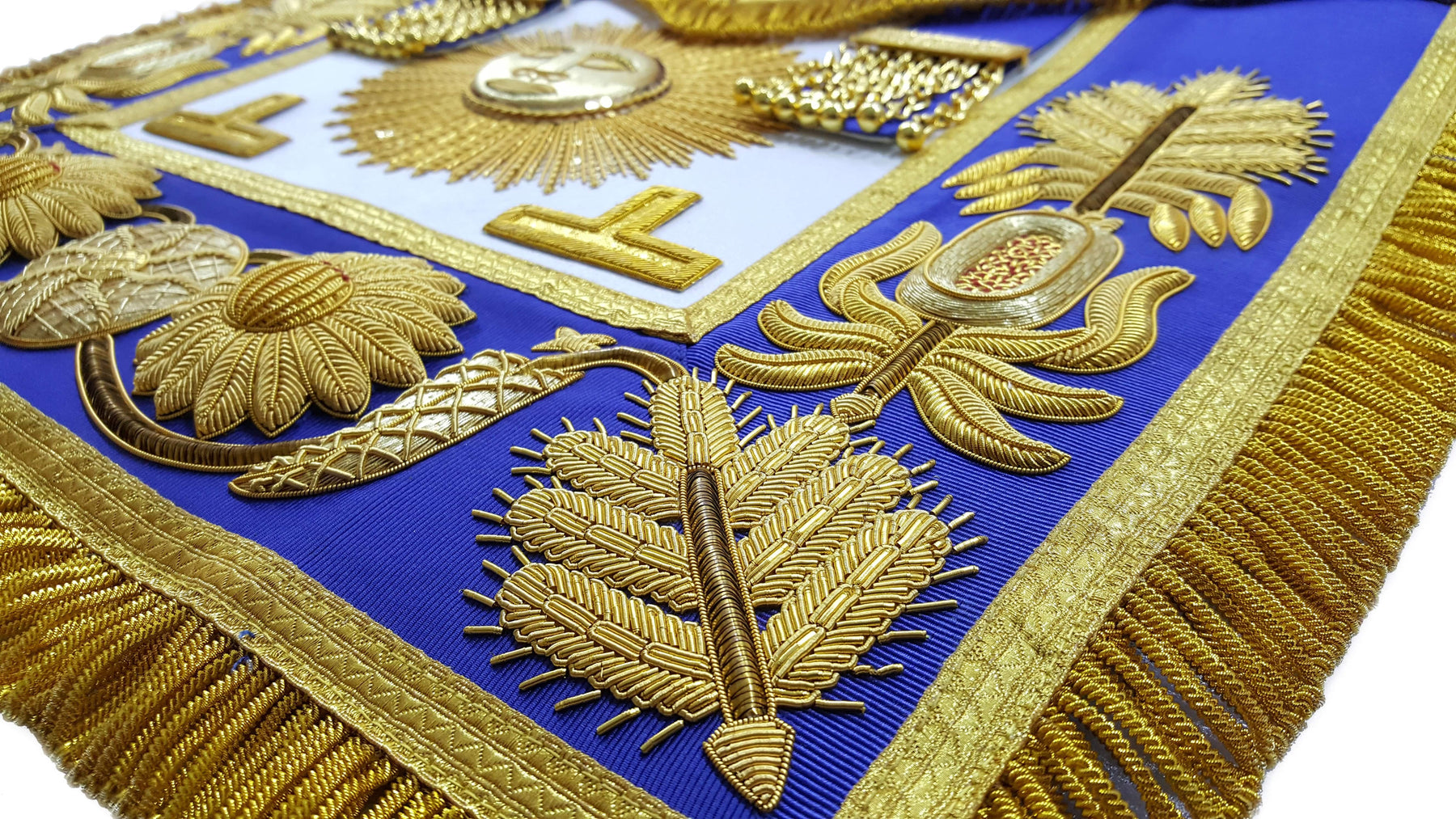 Past Grand Master Blue Lodge Apron - Gold Hand Embroidery - Bricks Masons