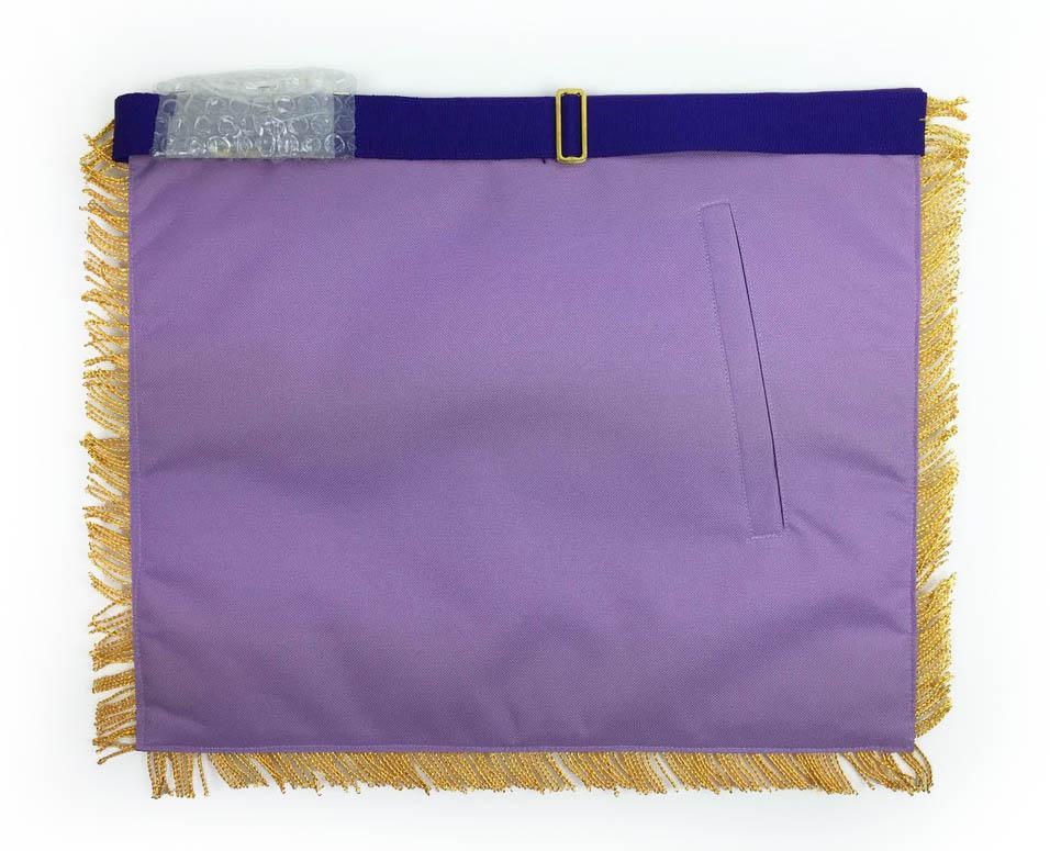 Past Master Blue Lodge Apron - White & Purple with Gold Machine Embroidery - Bricks Masons