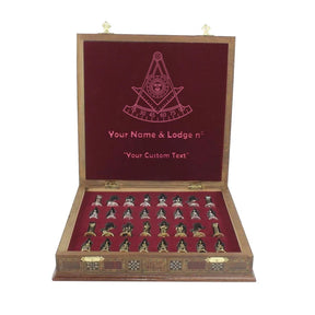 Past Master Blue Lodge California Regulation Chess Set - Hand Workmanship Patterns - Bricks Masons