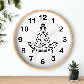 Past Master Blue Lodge Clock - Wooden Frame - Bricks Masons