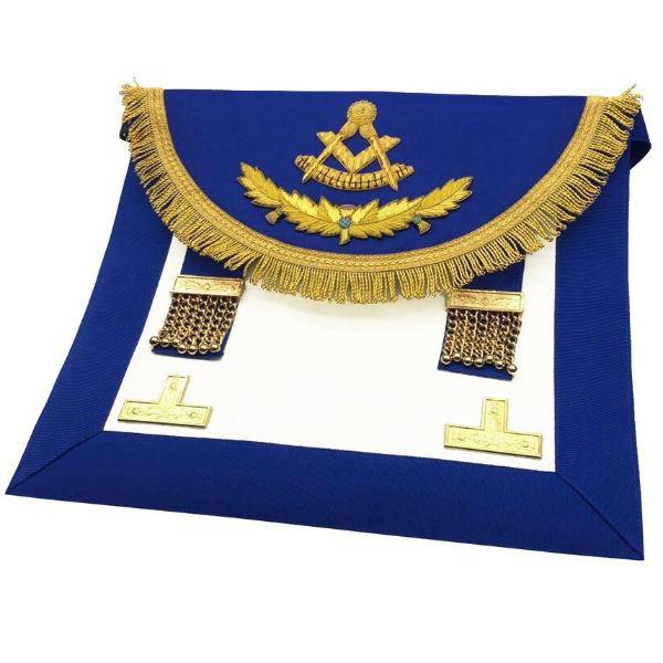 Past Master Craft Scottish Regulation Apron - Blue with Vinework - Bricks Masons