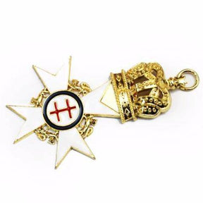 Past Preceptor Knights Templar English Regulation Collar Jewel - Gold Plated - Bricks Masons