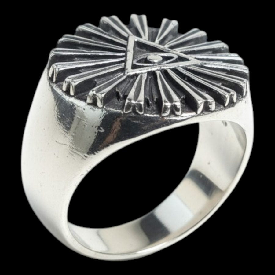 Masonic Ring with Eye in Silver, Masonry Art. 74 - Bricks Masons