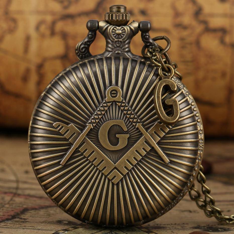 Master Mason Blue Lodge Pocket Watch - Compass and Square