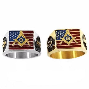 Master Mason Blue Lodge Ring - American Flag