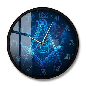 Master Mason Blue Lodge Clock - Square and Compass G Mute Digital LED