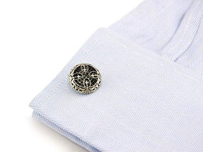 Knights Templar Commandery Cufflink - Electroplated Black Rhinestones Maltese Cross