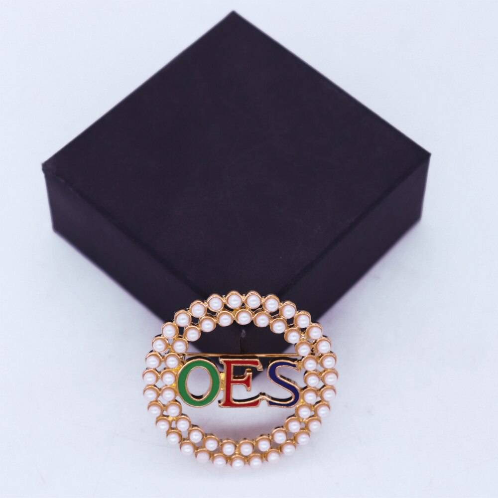 OES Brooch - Zinc Alloy With Pearls & Crystals