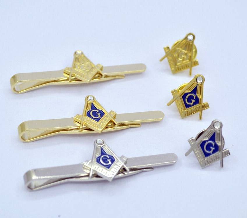 Master Mason Blue Lodge Tie Bar - Golden Square and Compass G