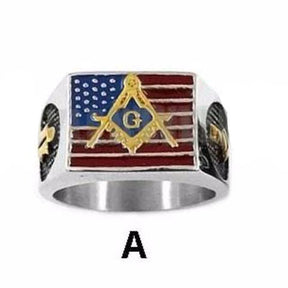 Master Mason Blue Lodge Ring - American Flag