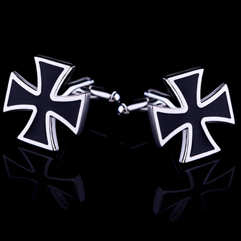 Knights Templar Commandery Cufflink - Black Silver High Quality