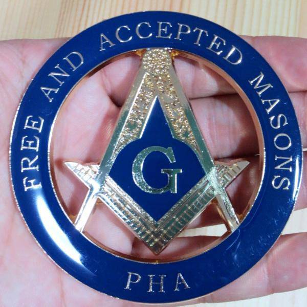 Master Mason Blue Lodge Car Emblem - FREE AND ACCEPTED MASON PHA Emblem Medallion