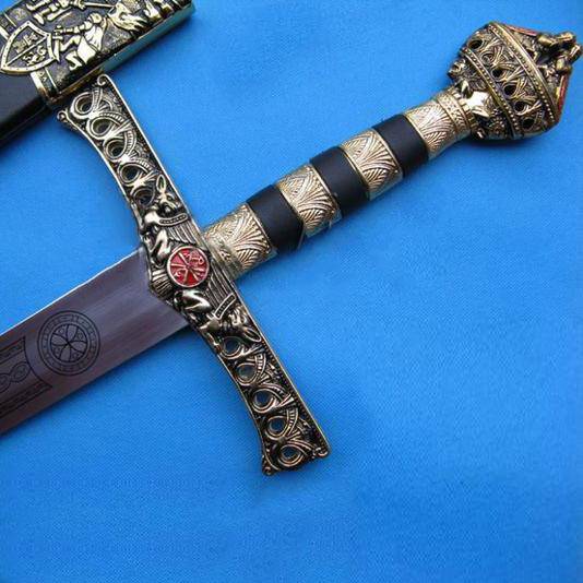 Knights Templar Commandery Sword - Mio Cid Anointed Golden Scabbard Totem Engraving 49"