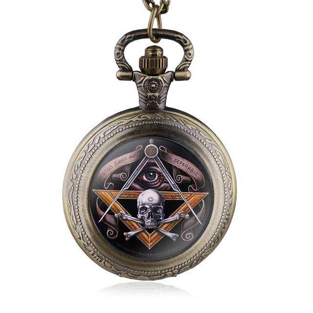 Master Mason Blue Lodge Pocket Watch - AllSeeing Eye Skull & Bones