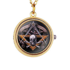 Master Mason Blue Lodge Pocket Watch - AllSeeing Eye Skull & Bones