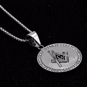 Master Mason Blue Lodge Necklace - IcedOut Gold & Silver