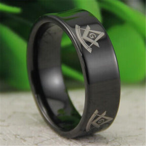 Past Master Blue Lodge Ring - Black Tungsten Personalizable