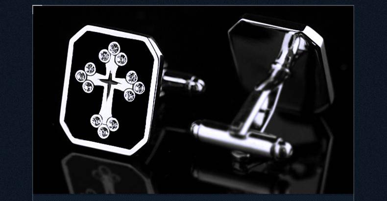 Knights Templar Commandery Cufflink - Cross Rectangular Black