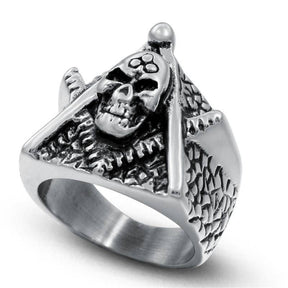 Master Mason Blue Lodge Ring - Gothic Skull