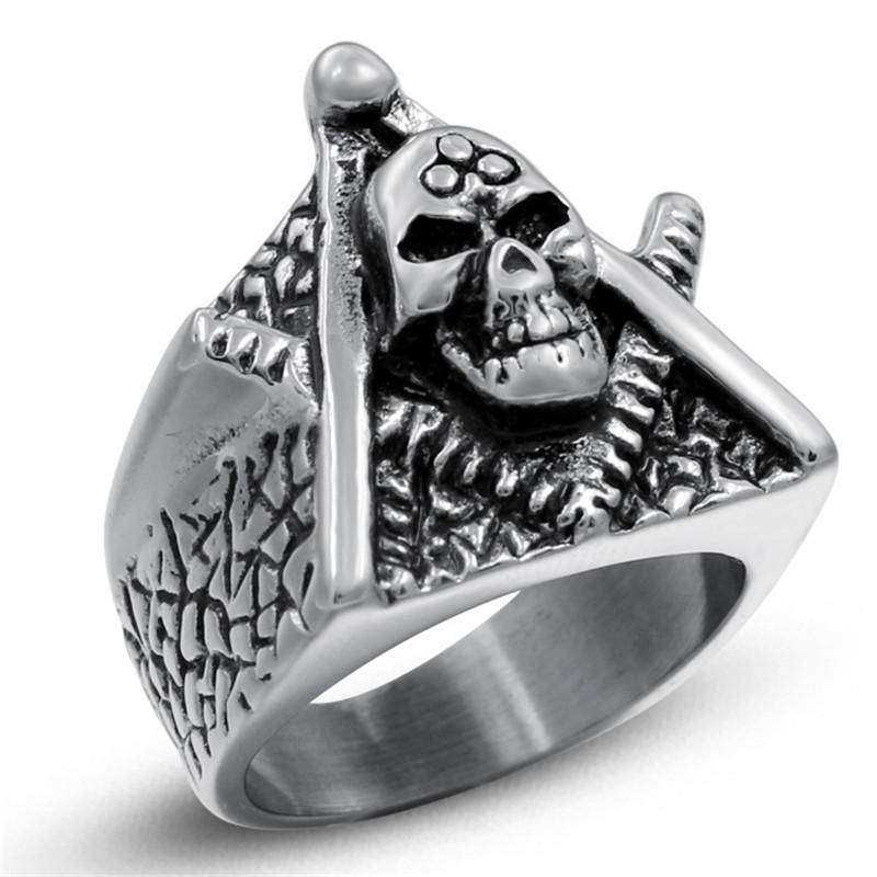 Master Mason Blue Lodge Ring - Gothic Skull